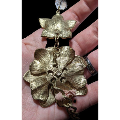 Vintage Glam Gold Floral Statement Necklace