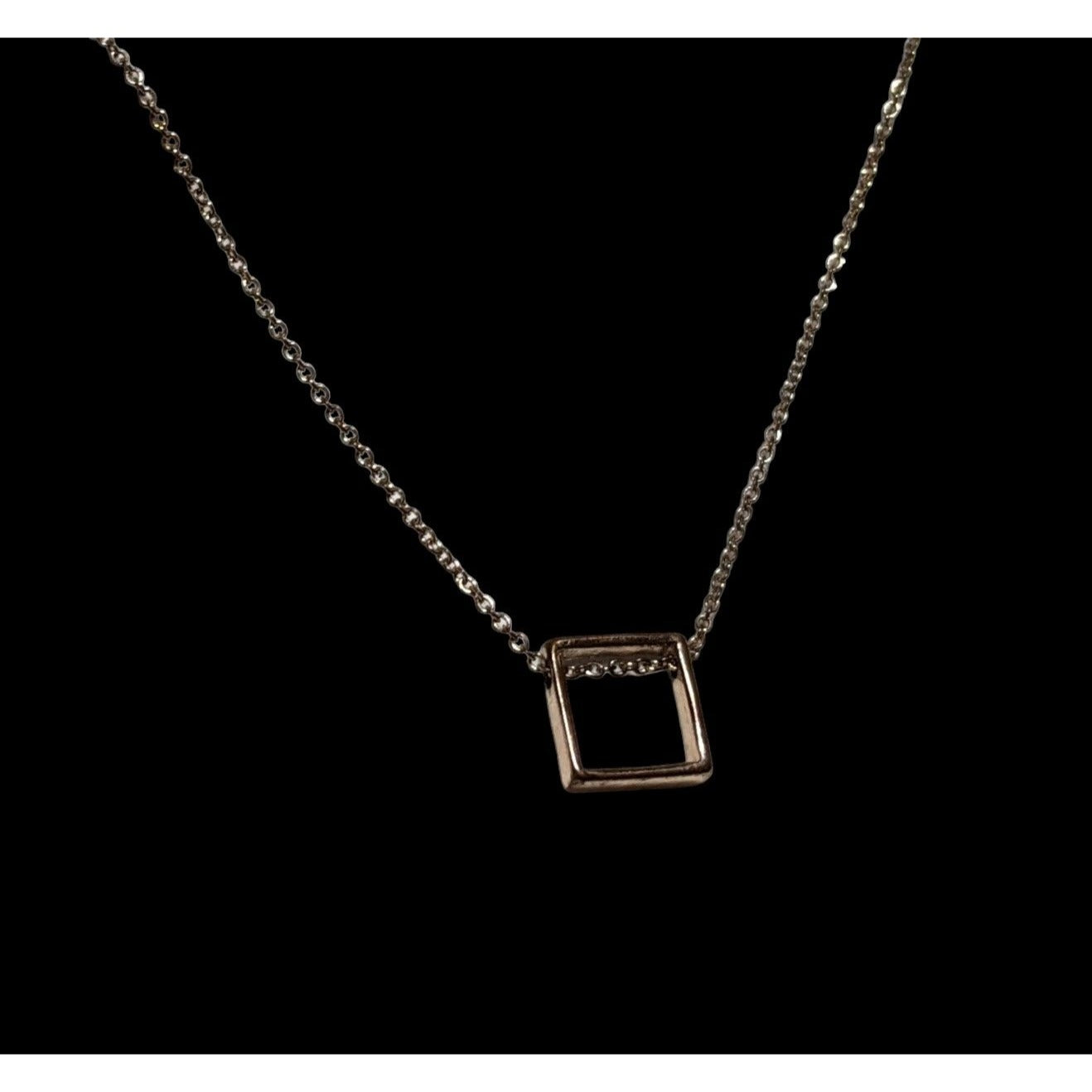 Minimalist Gold Open Square Pendant Necklace