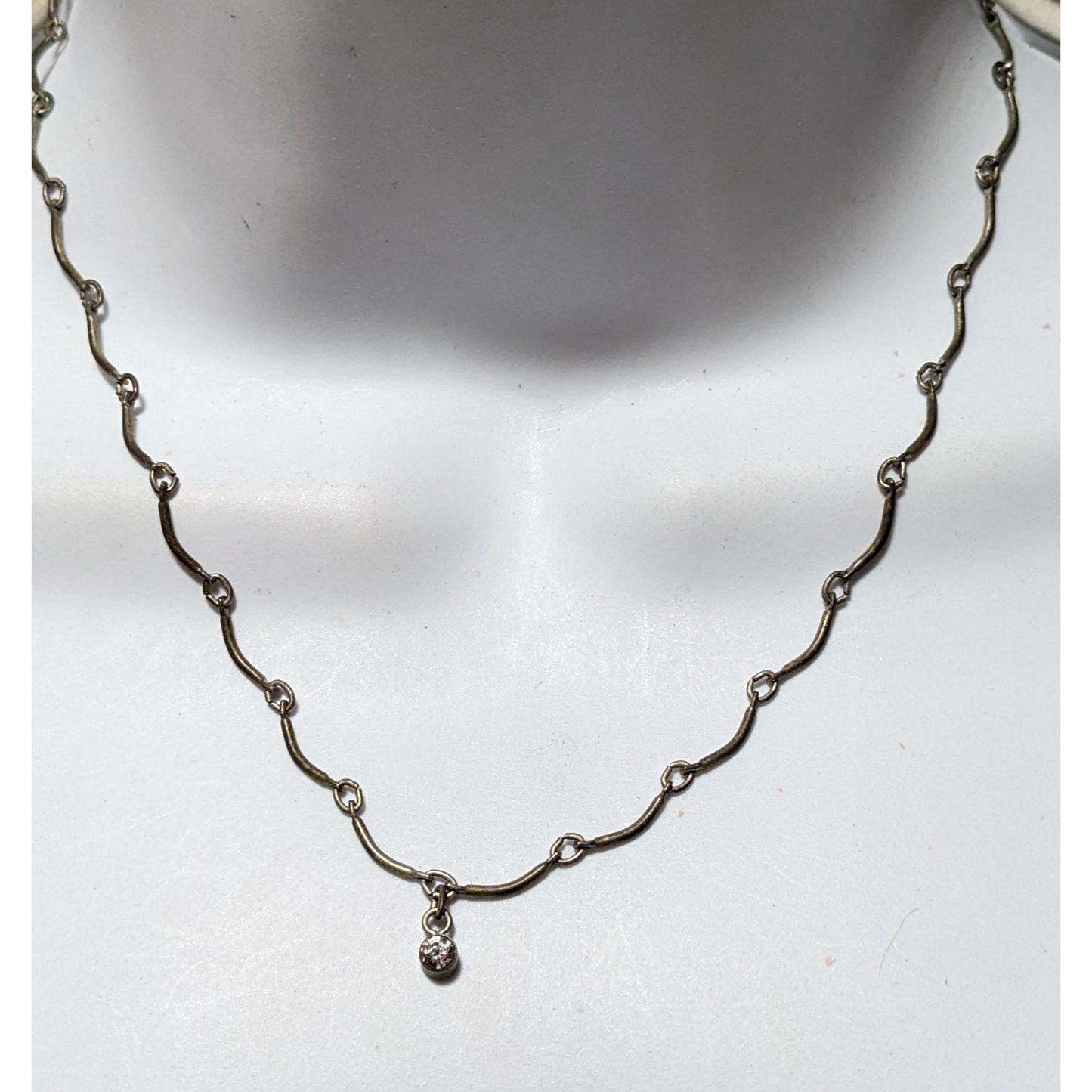 Minimalist Rhinestone Curved Bar Necklace