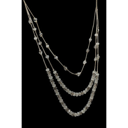 Multilayer Clear And White Glass Beaded Necklace