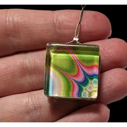 Rainbow Abstract Glass Pendant Necklace