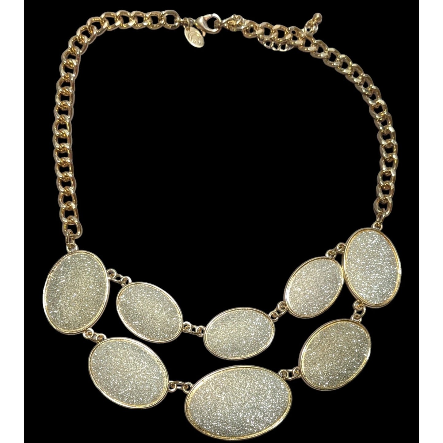 Charming Charlie Gold Silver Glitter Bib Necklace