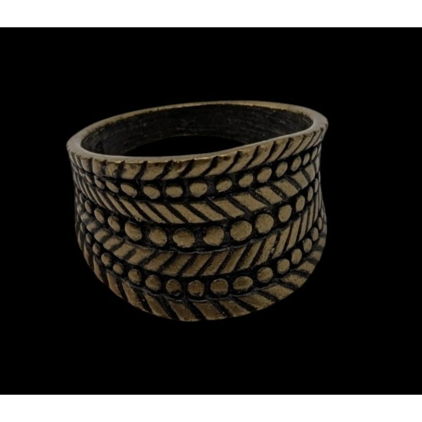 Vintage Lia Sophia "Rattan" Brass-Tone Wide Band Ring Size 9.75