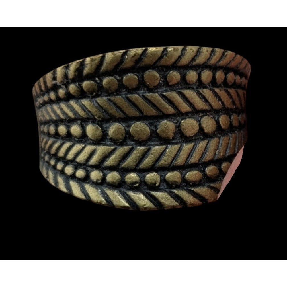 Vintage Lia Sophia "Rattan" Brass-Tone Wide Band Ring Size 9.75