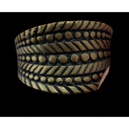 Vintage Lia Sophia "Rattan" Brass-Tone Wide Band Ring Size 9.75
