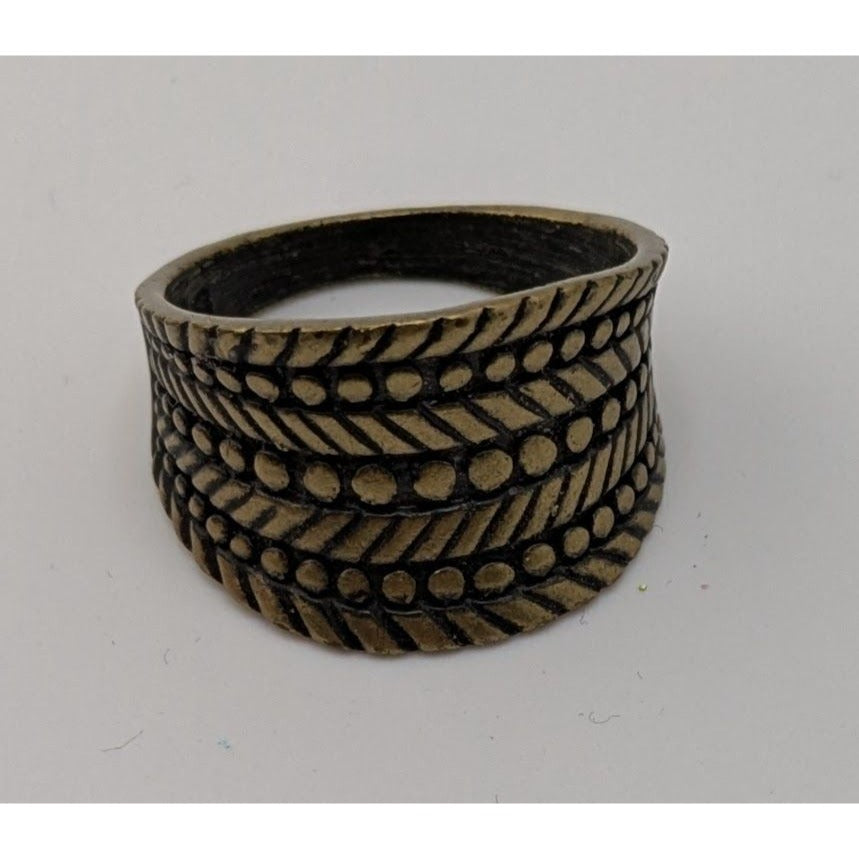 Vintage Lia Sophia "Rattan" Brass-Tone Wide Band Ring Size 9.75