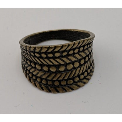Vintage Lia Sophia "Rattan" Brass-Tone Wide Band Ring Size 9.75