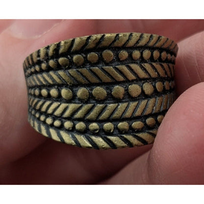Vintage Lia Sophia "Rattan" Brass-Tone Wide Band Ring Size 9.75