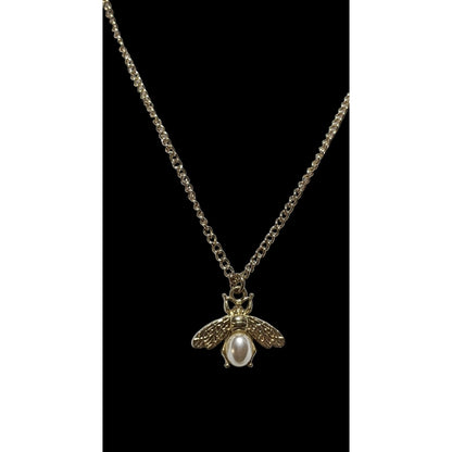 Gold Pearl Bee Necklace