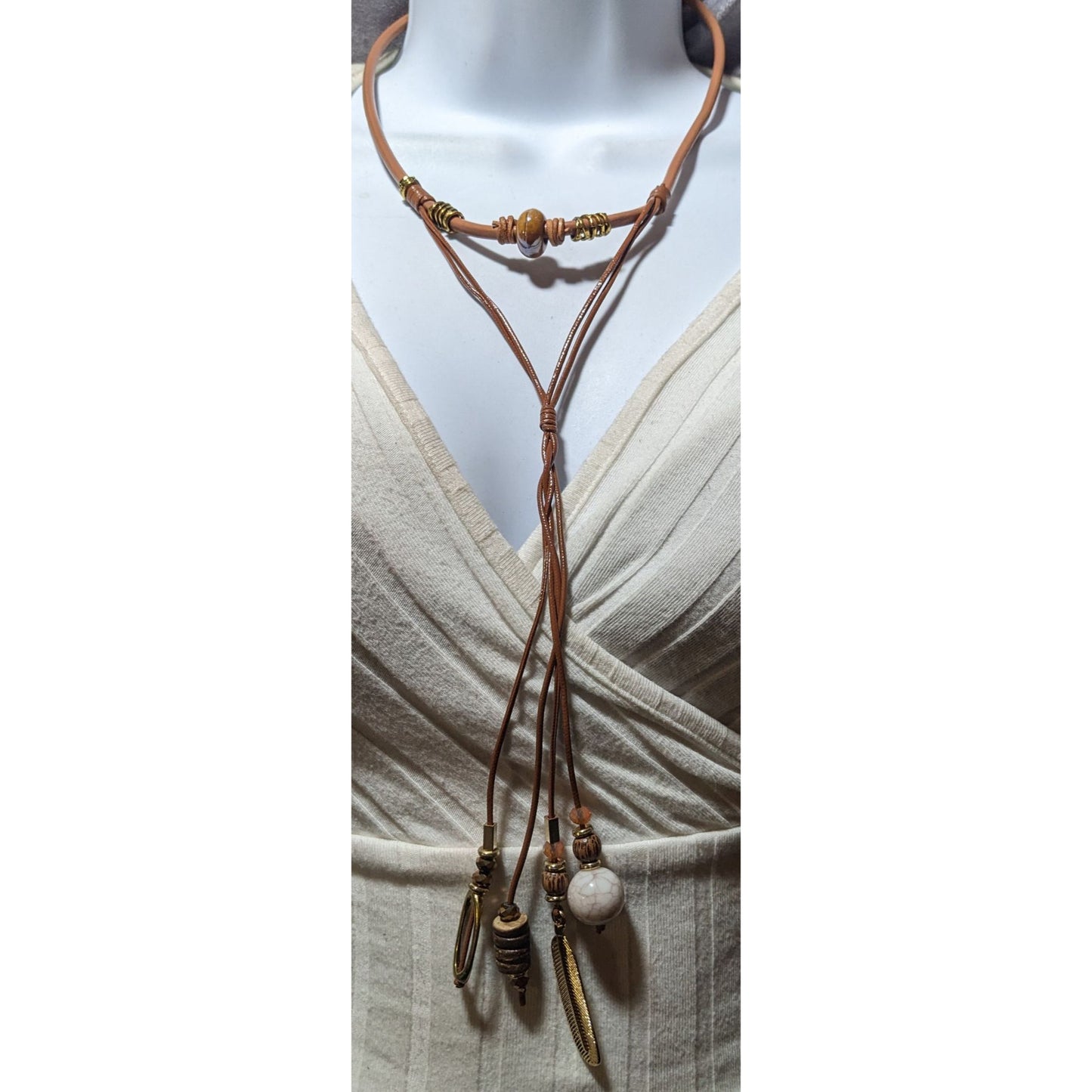 Retro Bohemian Faux Leather Multilayer Charm Necklace