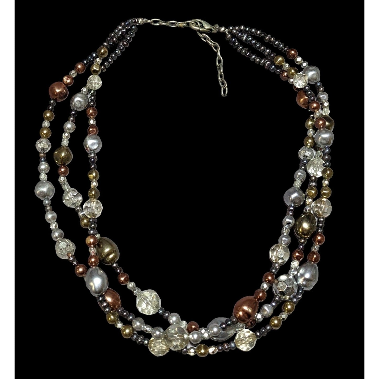 Metallic Multilayer Glam Beaded Necklace