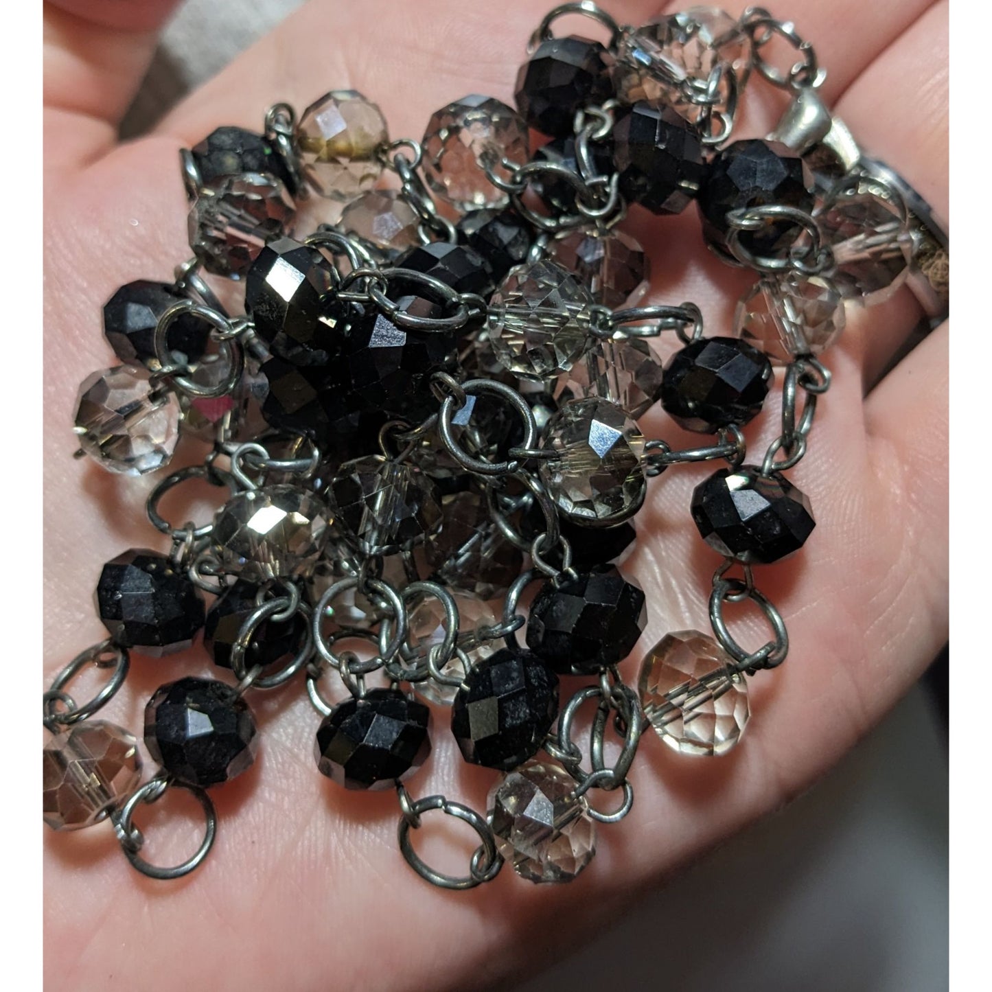 Black And Clear Faceted Glass Necklace