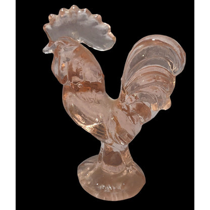 Pink Glass Rooster Figurine