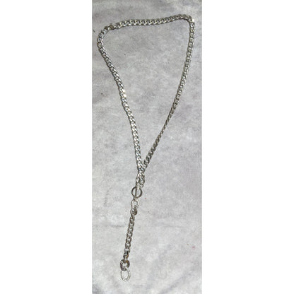 Silver Glam Chunky Chain Rhinestone Lariat Toggle Necklace