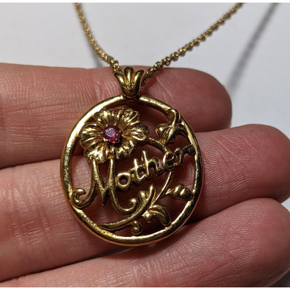 Vintage Avon Mother Floral Pendant Necklace