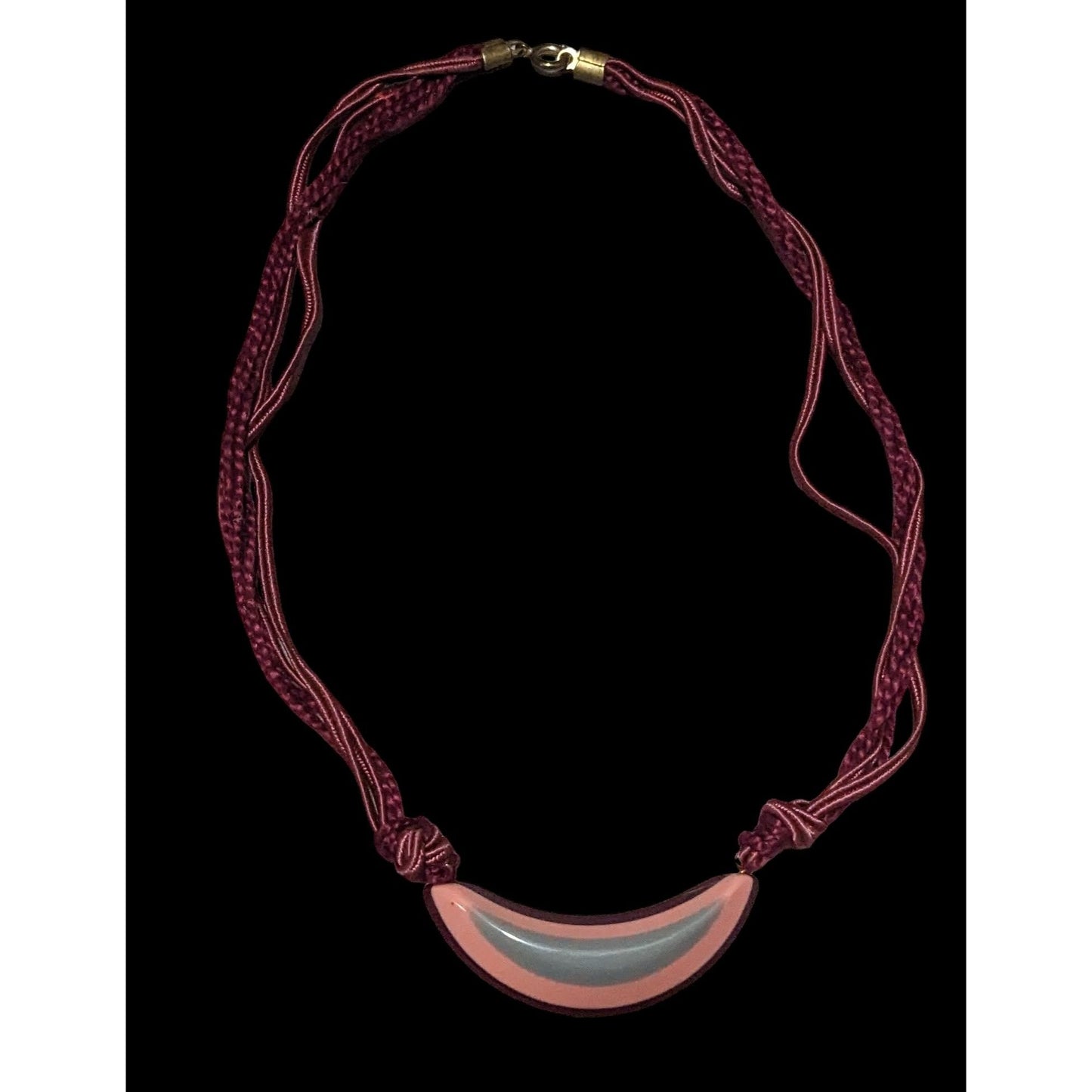 Vintage Lucite Pink And Grey Pendant Necklace