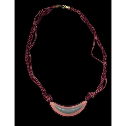 Vintage Lucite Pink And Grey Pendant Necklace