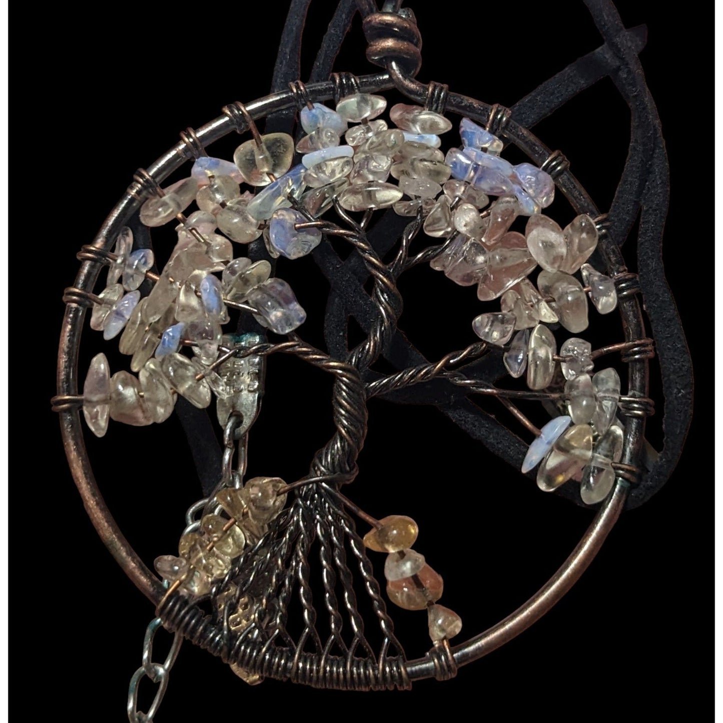 Moonstone Chip Tree Of Life Pendant Necklace