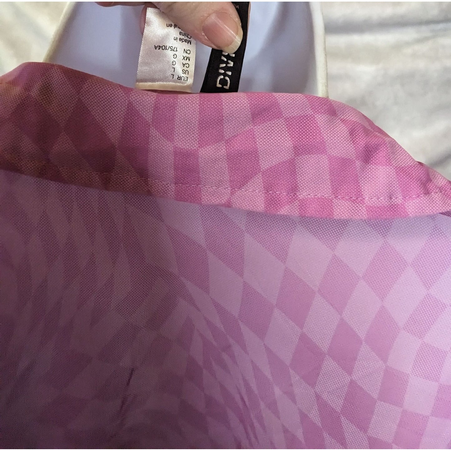 Divided H&M Sheer Pink And Purple Checkerboard Top