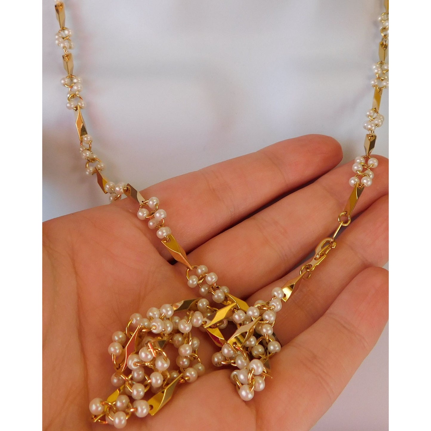 Gold Pearl Floral Necklace