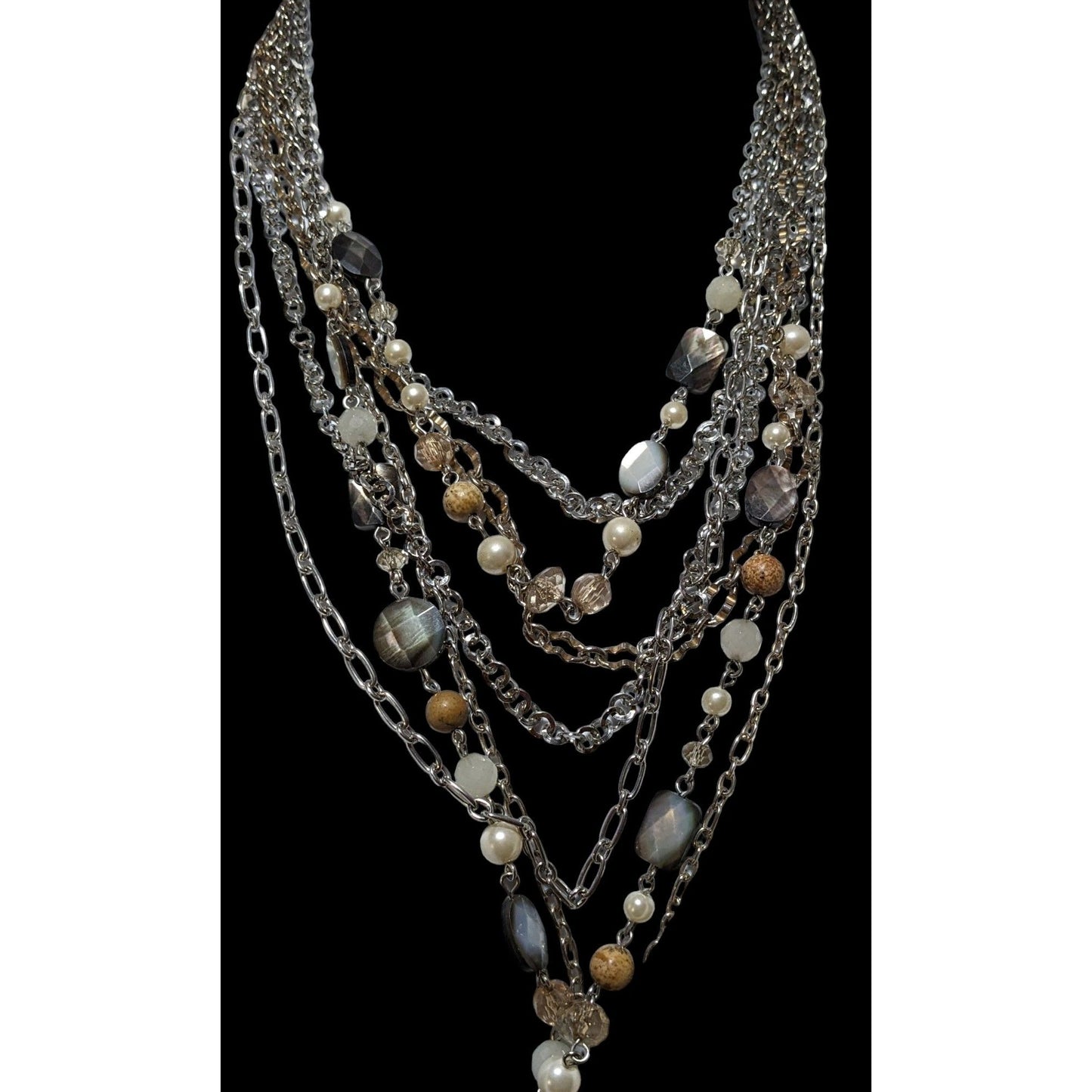 Multilayer Gemstone Chain Necklace