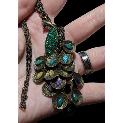 Green Bohemian Peacock Necklace