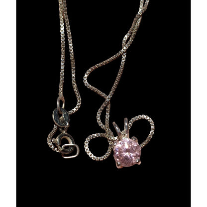 Sterling Pink Cubic Zirconia Pendant Necklace