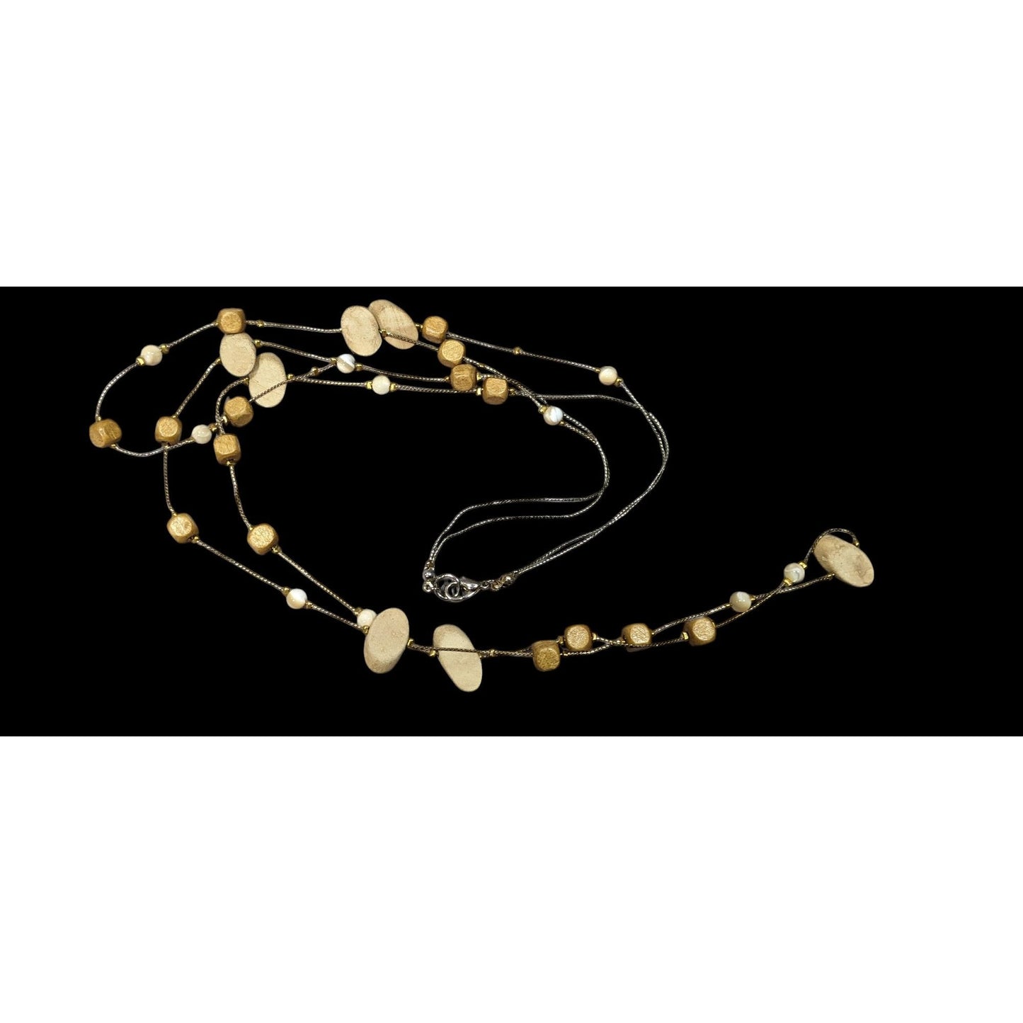 Elegant Multilayer Wood Beaded Station Necklace