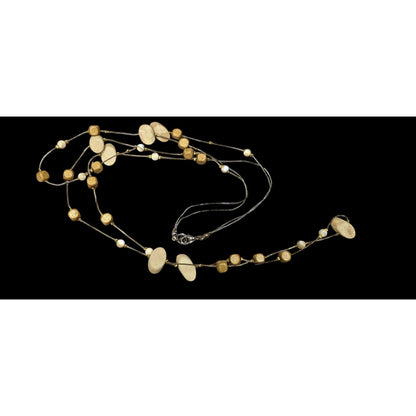 Elegant Multilayer Wood Beaded Station Necklace