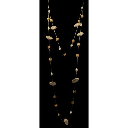 Elegant Multilayer Wood Beaded Station Necklace