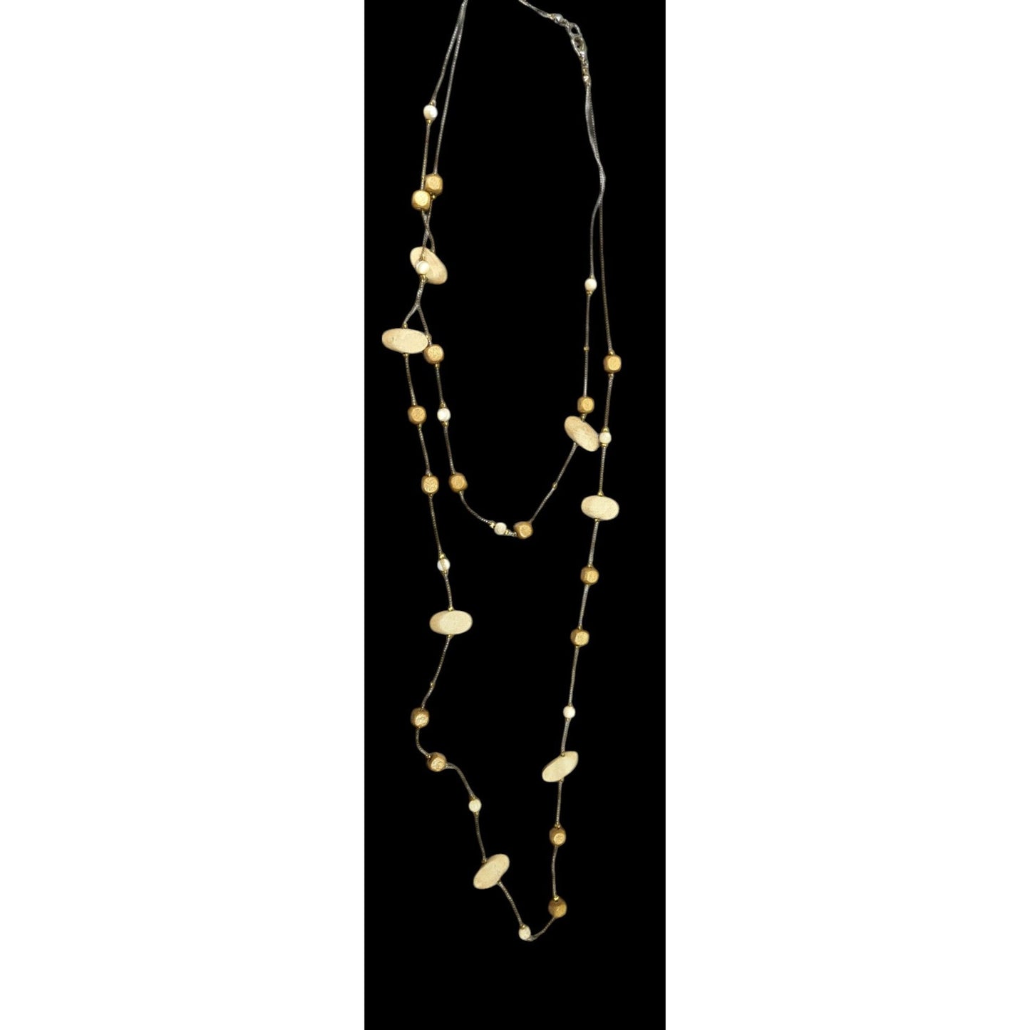 Elegant Multilayer Wood Beaded Station Necklace