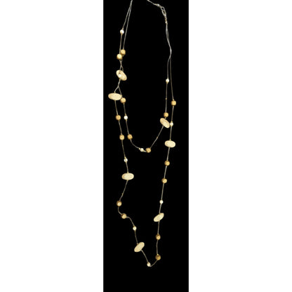 Elegant Multilayer Wood Beaded Station Necklace