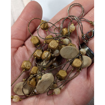 Elegant Multilayer Wood Beaded Station Necklace