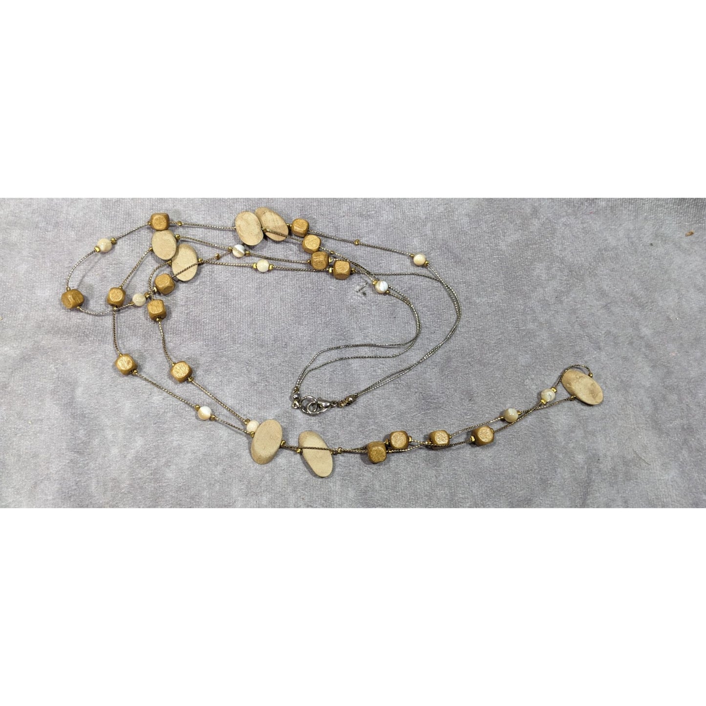 Elegant Multilayer Wood Beaded Station Necklace