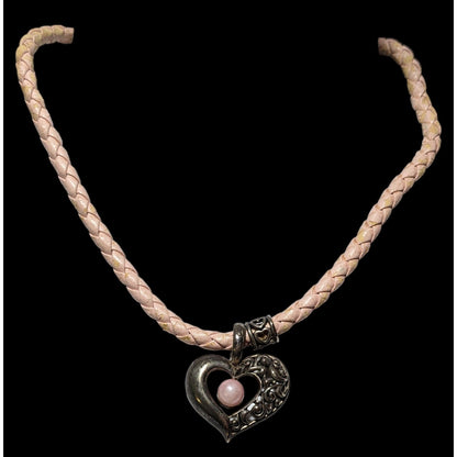 Pink Pearl Heart Necklace