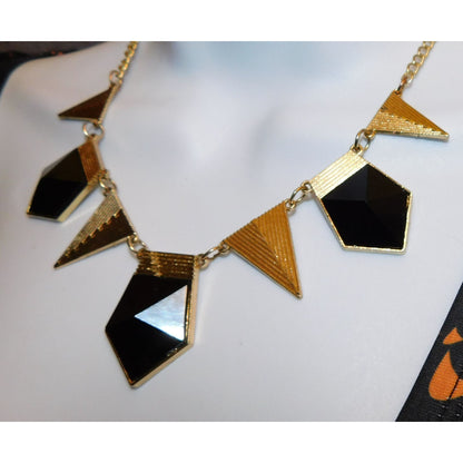 Black And Gold Geometric Necklace