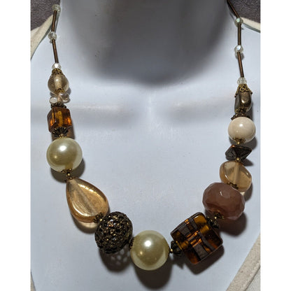 Vintage Mixed Medial Gold Chunky Beaded Necklace