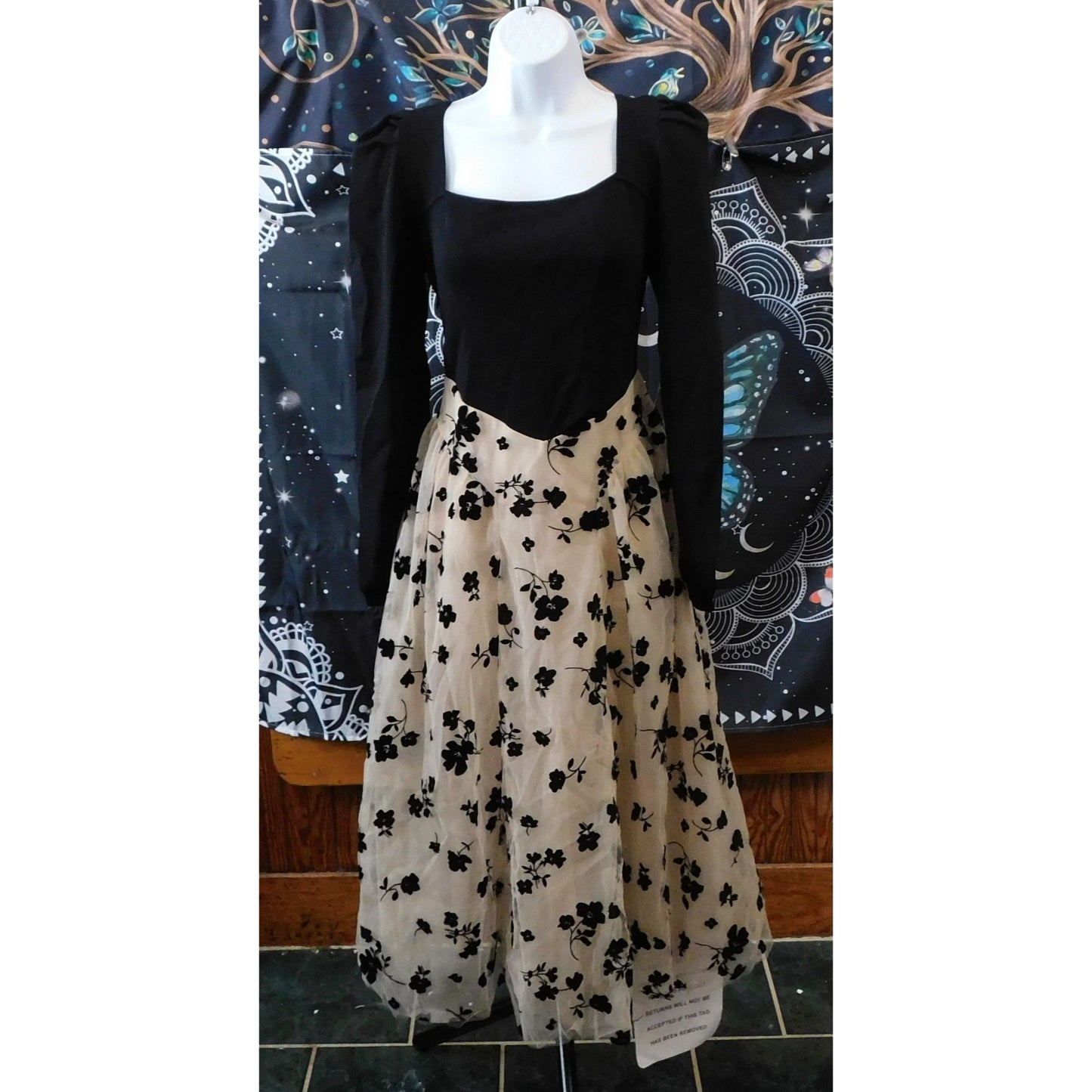 Chicwish Formal Floral Dress With Velvet Accents