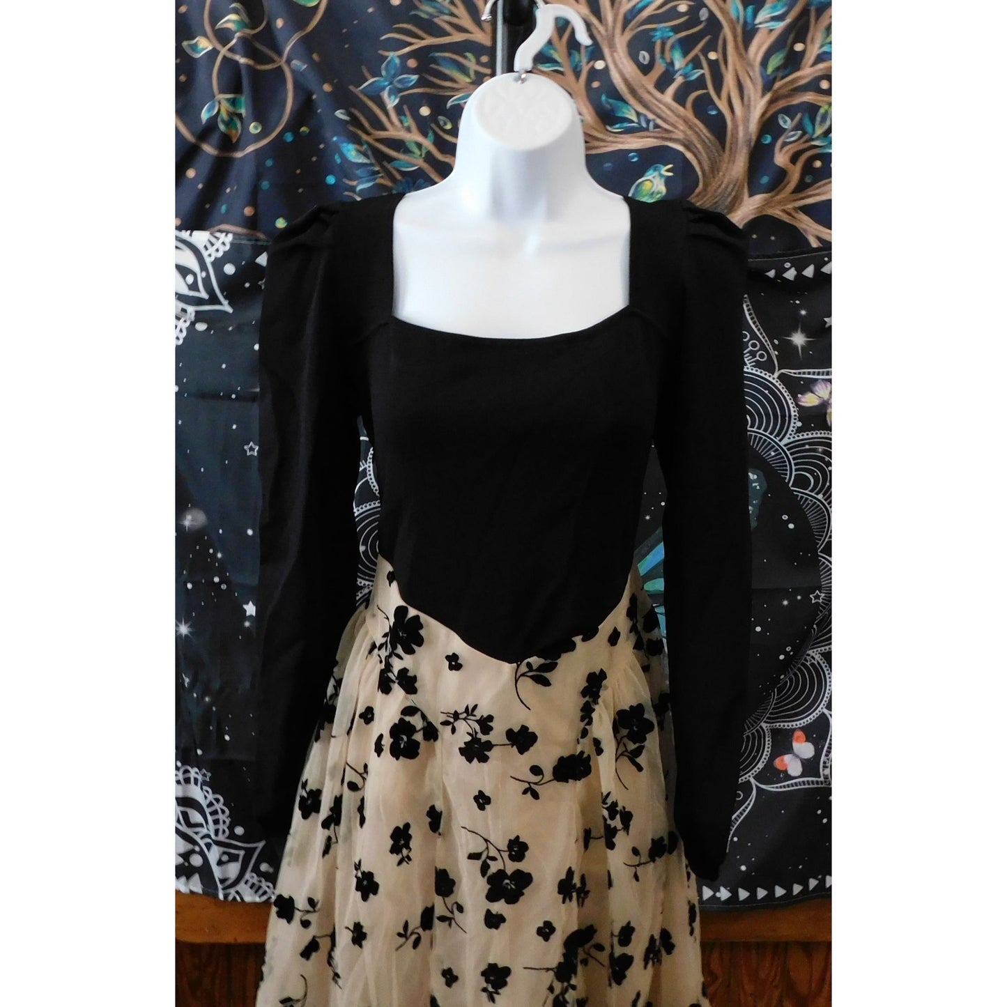 Chicwish Formal Floral Dress With Velvet Accents