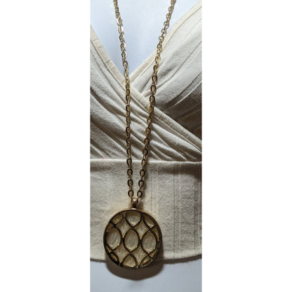 Charter Club Gold Lattice Medallion Necklace