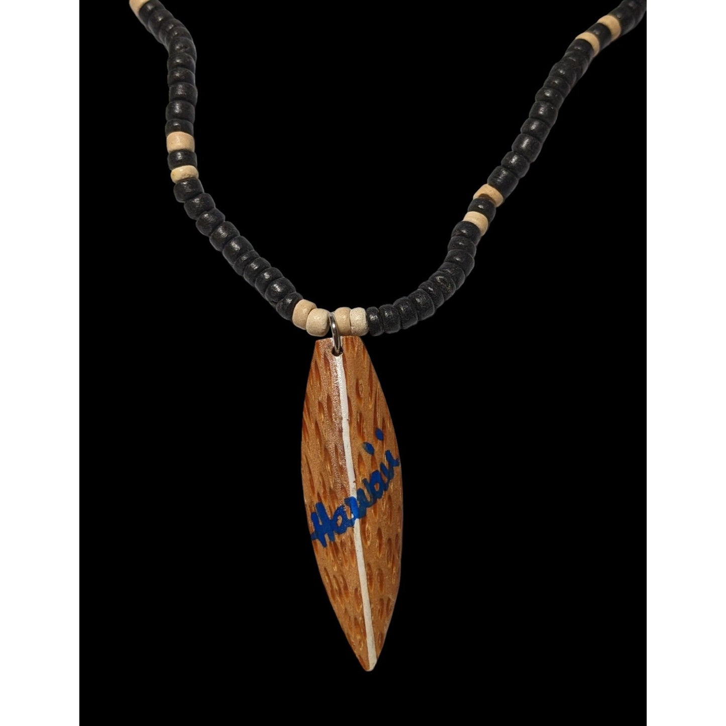 Hawaii Souvenir Wooden Beaded Surfboard Necklace