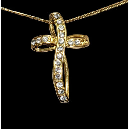 Avon Vintage Golden Gemmed Cross Necklace