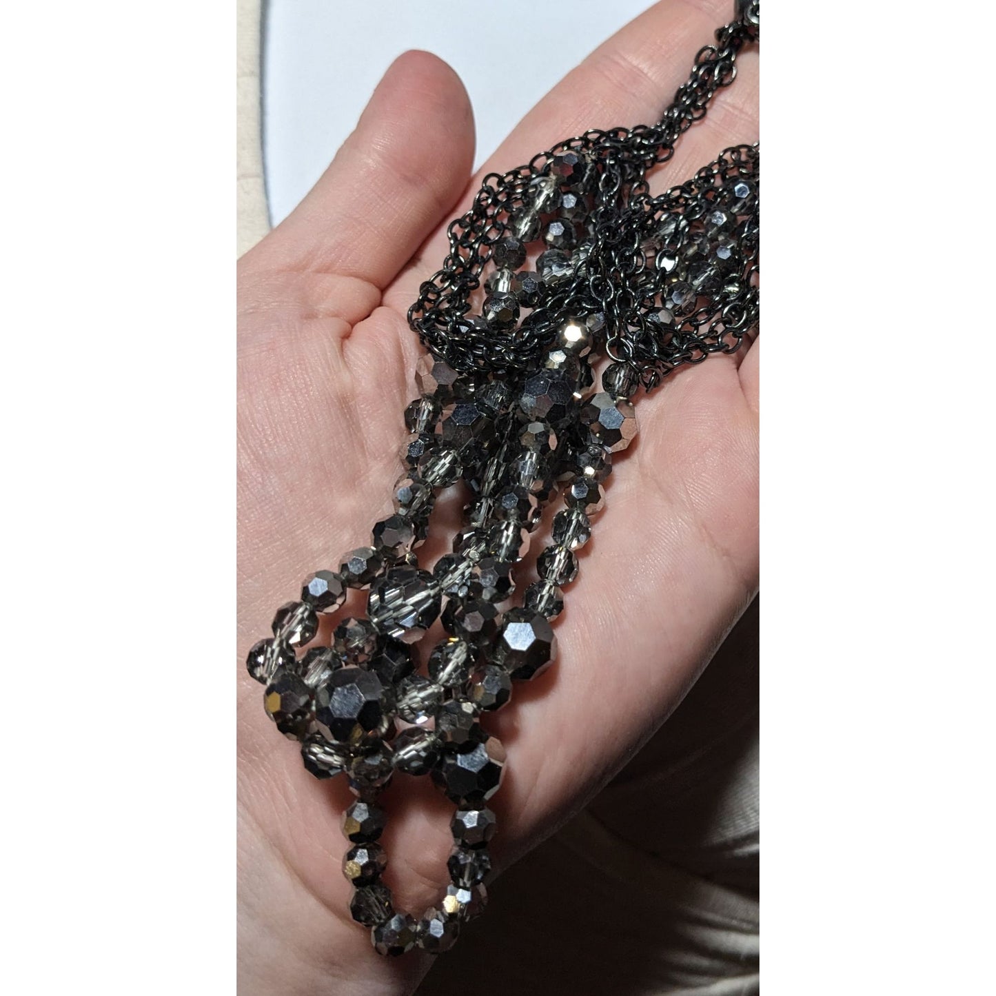 Glam Goth Multilayer Glass Beaded Necklace