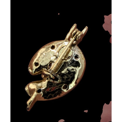 Vintage Artist Paint Palette With Brushes Brooch Gold Tone Rhinestone Painter Pin