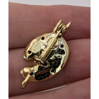 Vintage Artist Paint Palette With Brushes Brooch Gold Tone Rhinestone Painter Pin