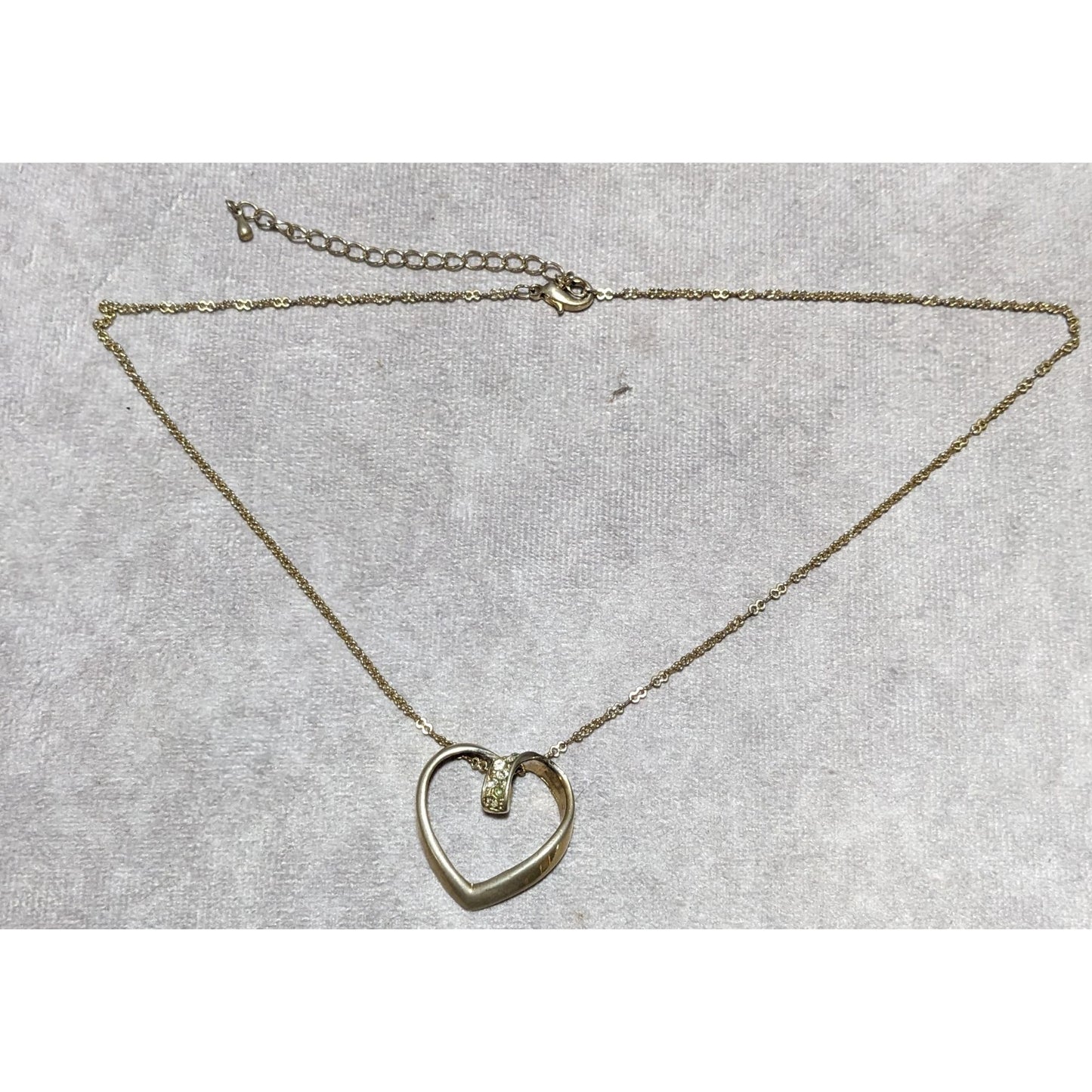 Open Heart-Shaped Rhinestone Pendant Necklace