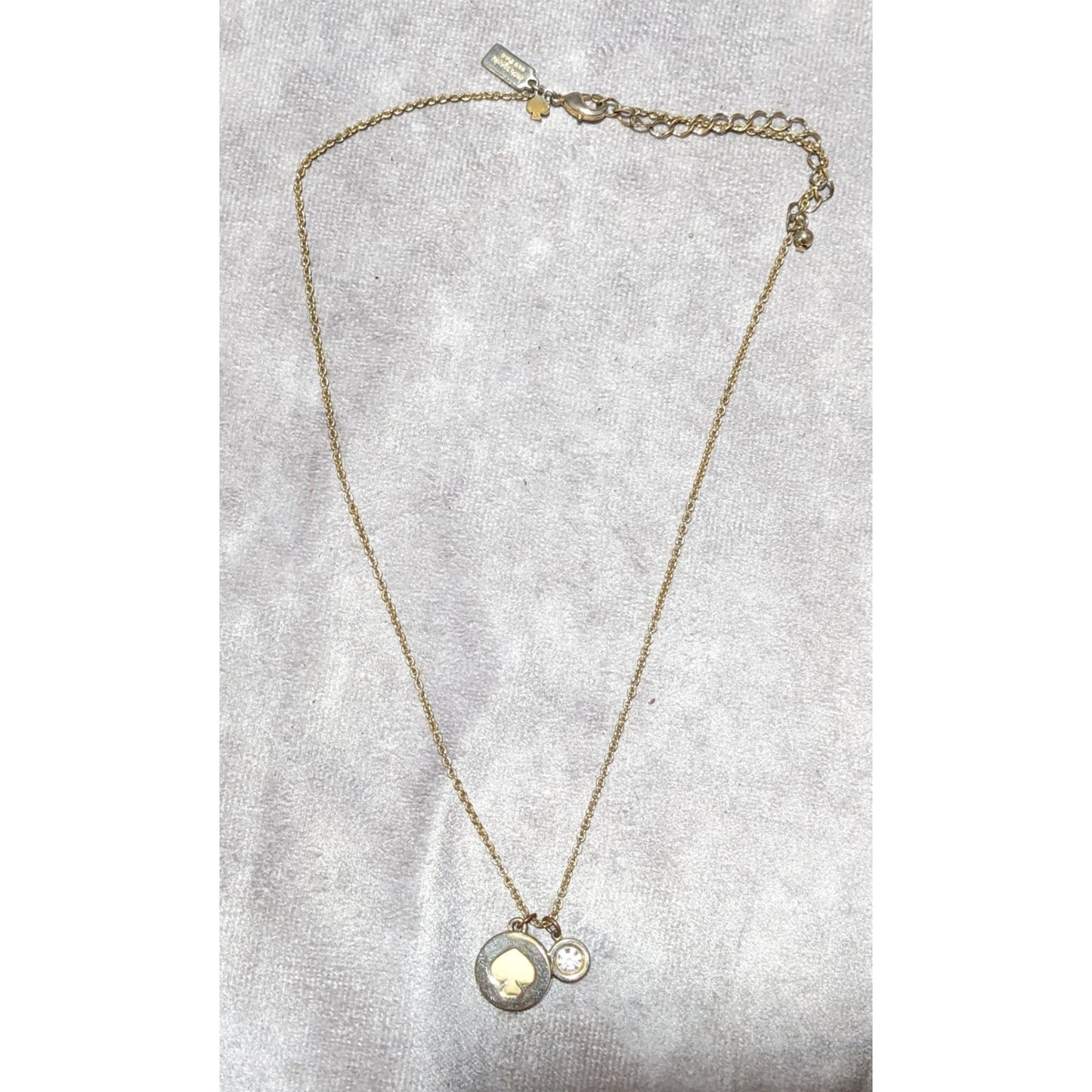 Kate Spade Spot The Spade White And Gold Necklace