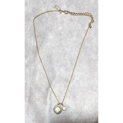 Kate Spade Spot The Spade White And Gold Necklace