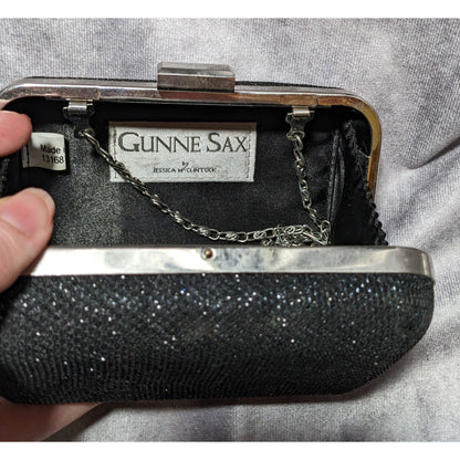 Gunne Sax By Jessica McClintock Black Clamshell Evening Bag