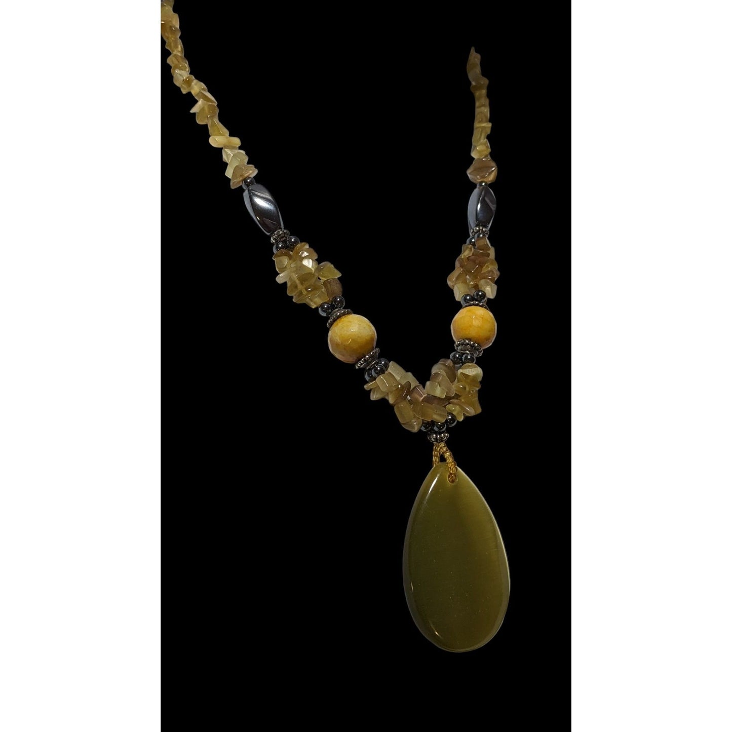 Yellow Gemstone Cateye Necklace